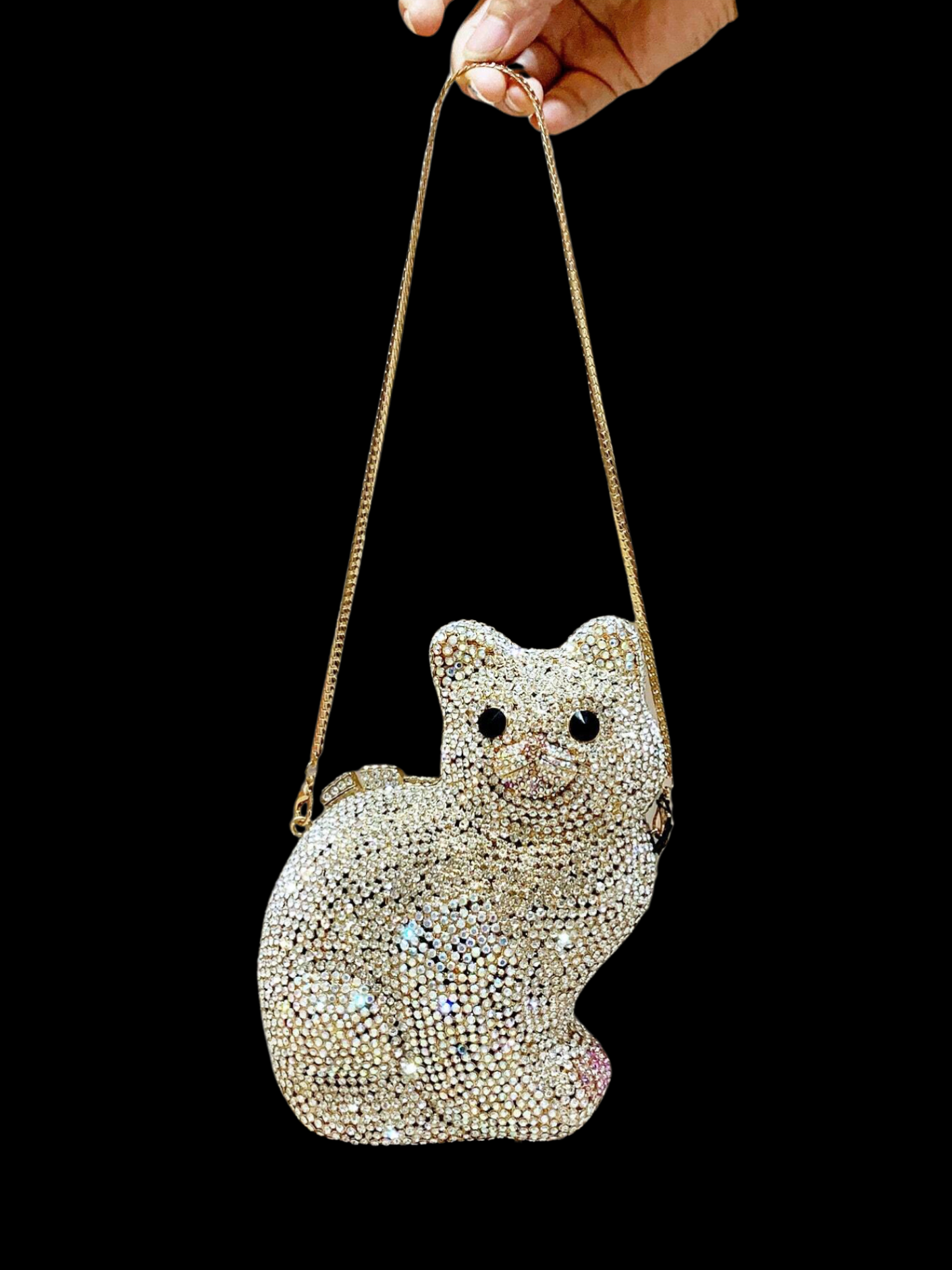 Bolso clutch gatito diamantes