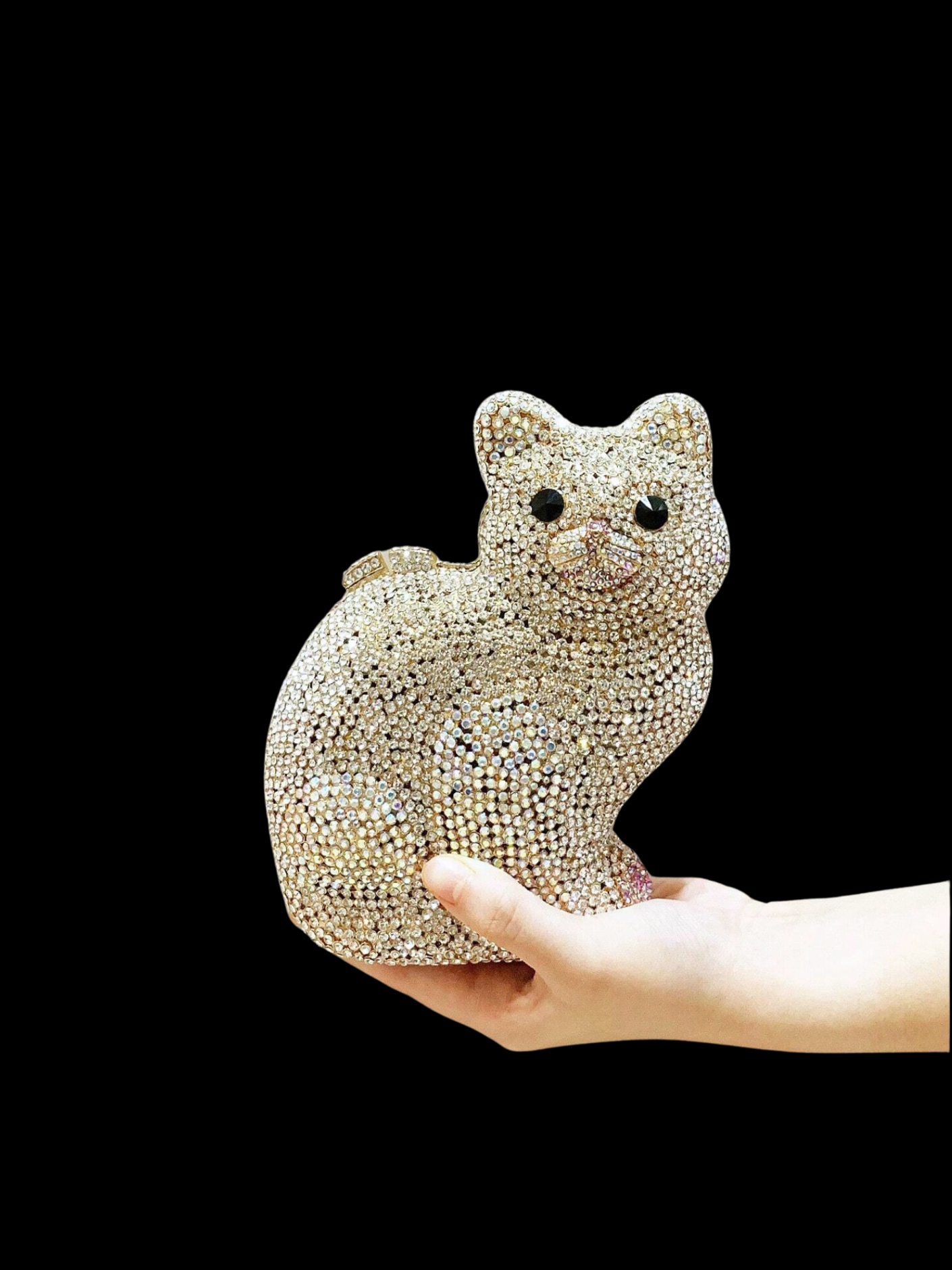 Bolso clutch gatito diamantes