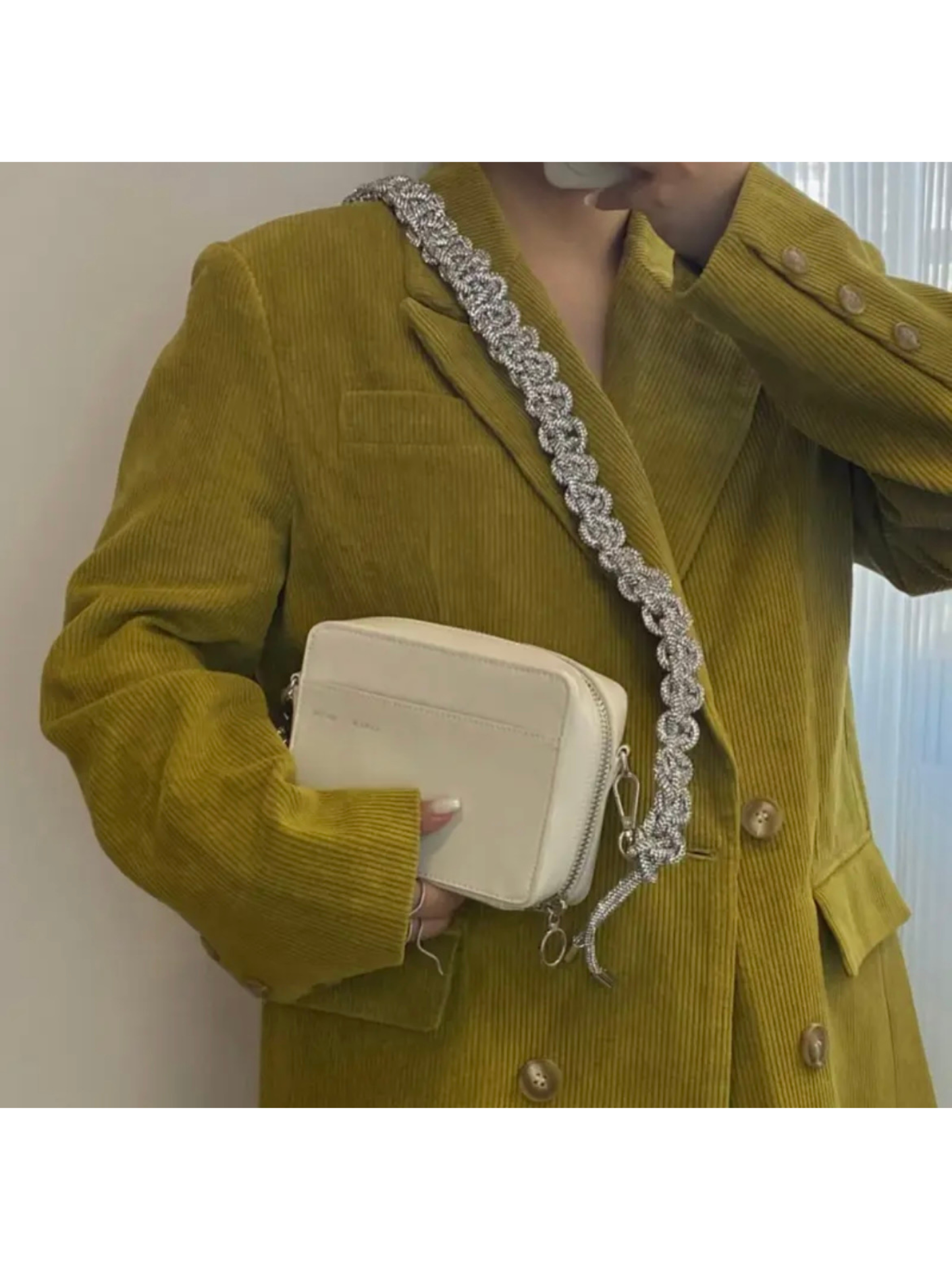 Bolso cuadrado cadena tejida diamantes