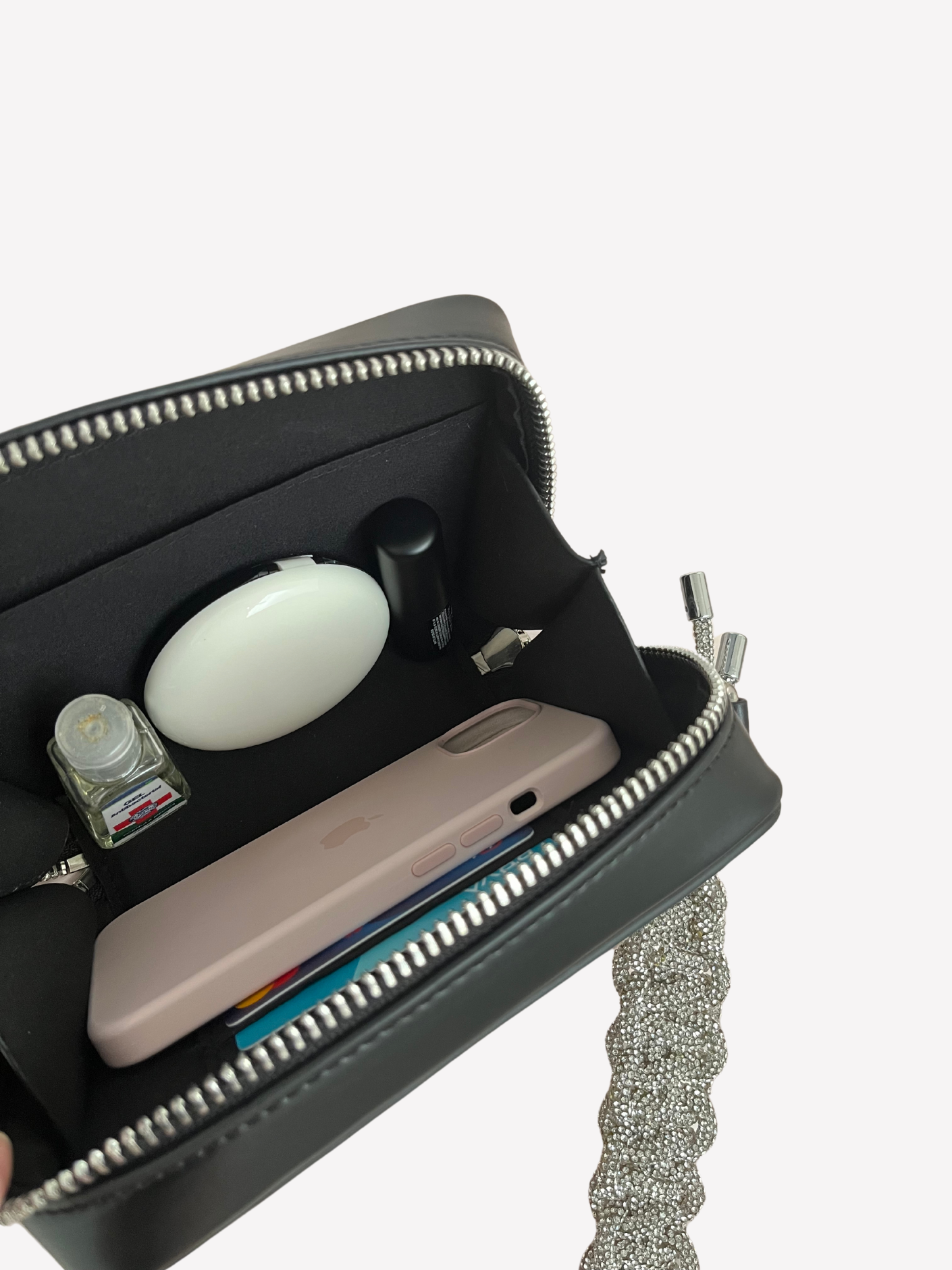 Bolso cuadrado cadena tejida diamantes
