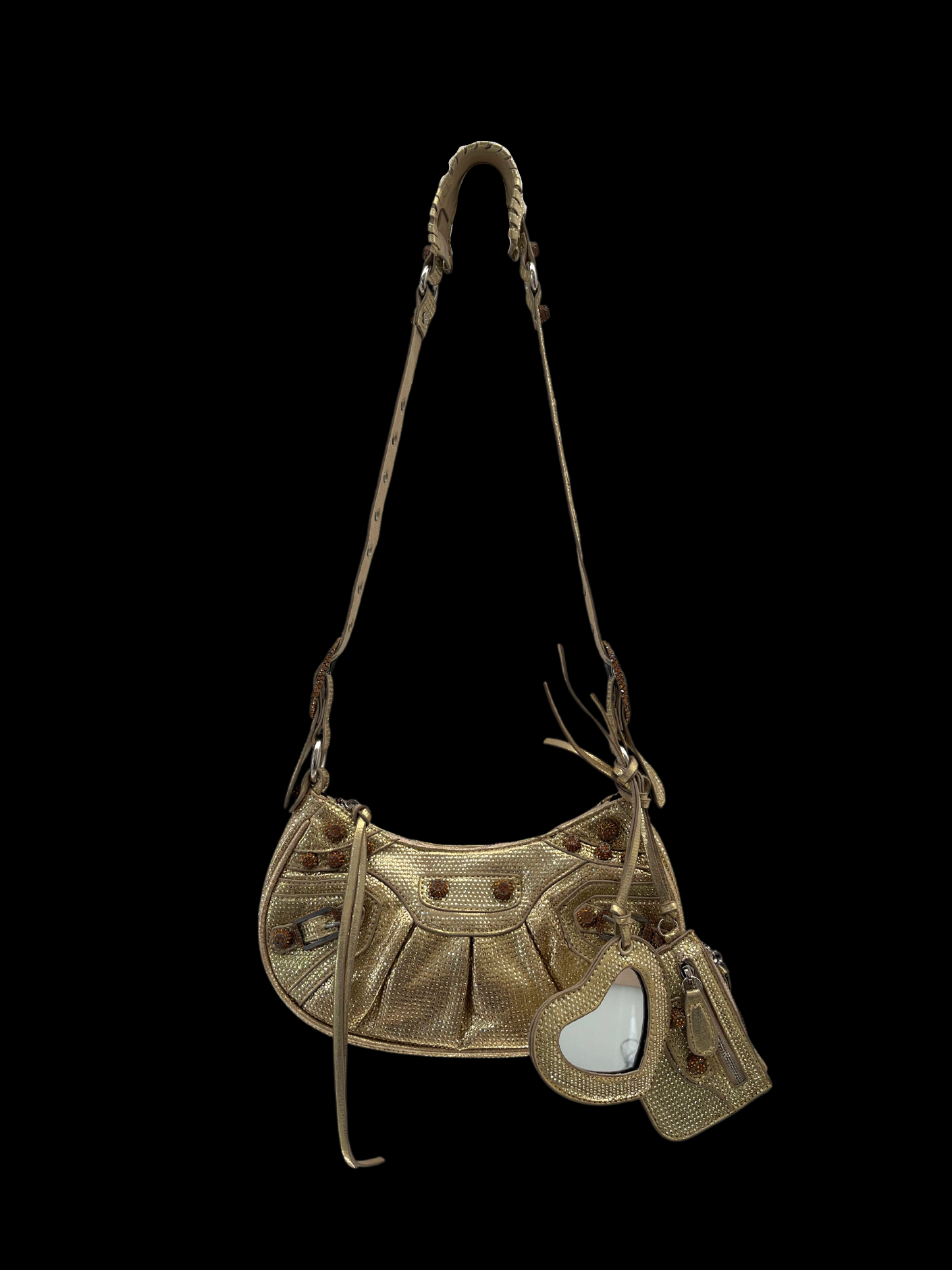 Bolso diamantes ajustable dorado