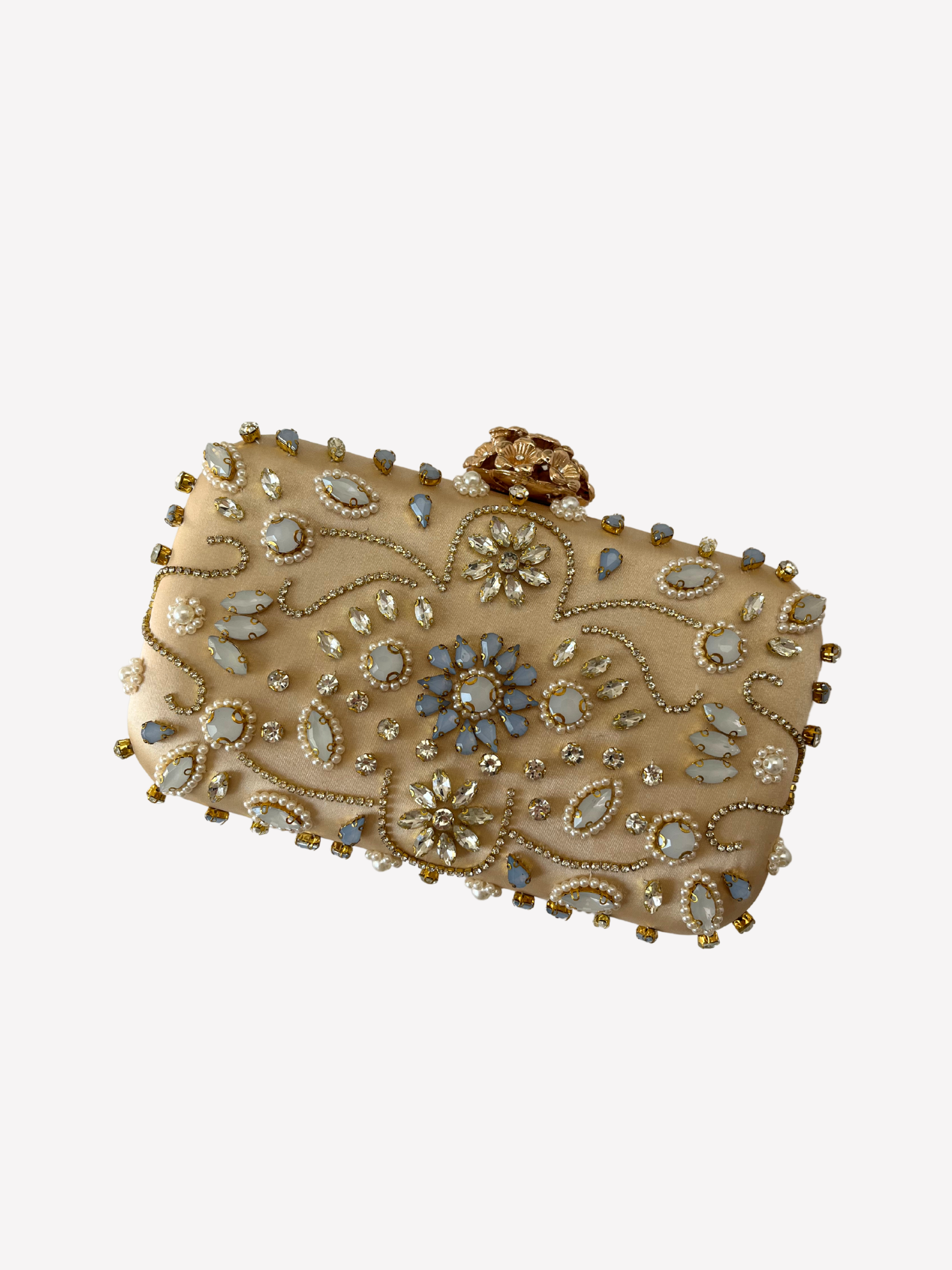 Bolso clutch bordado pedrería lunar