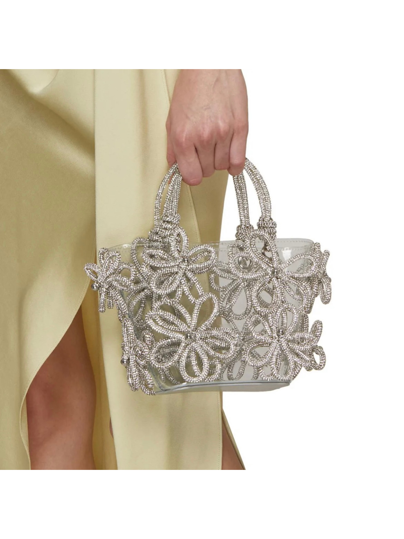 Bolso pvc flores diamantes