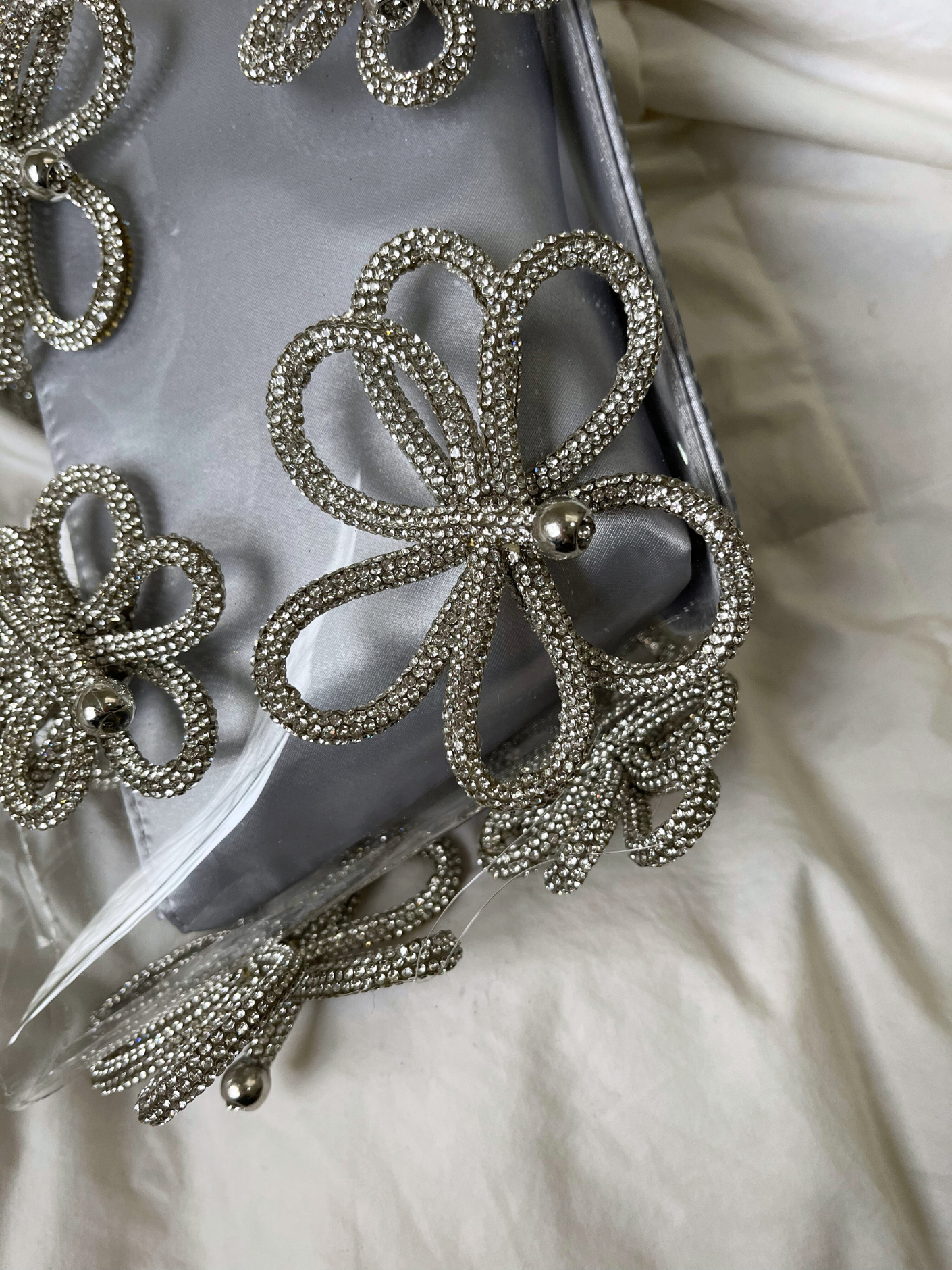 Bolso pvc flores diamantes