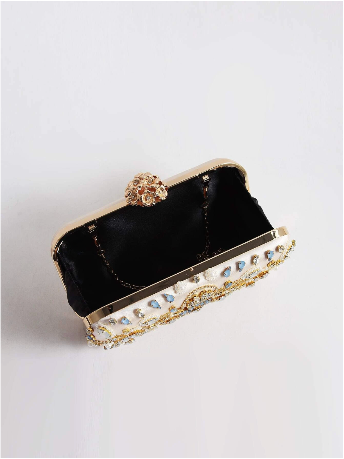 Bolso clutch bordado pedrería lunar