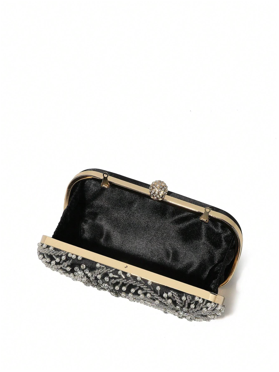 Bolso clutch bordado diamantes perlas