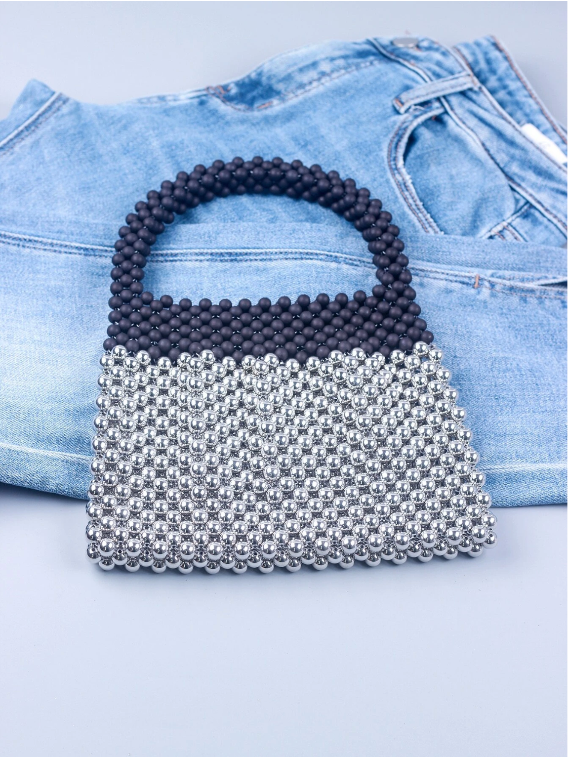 Bolso cuentas bicolor mini
