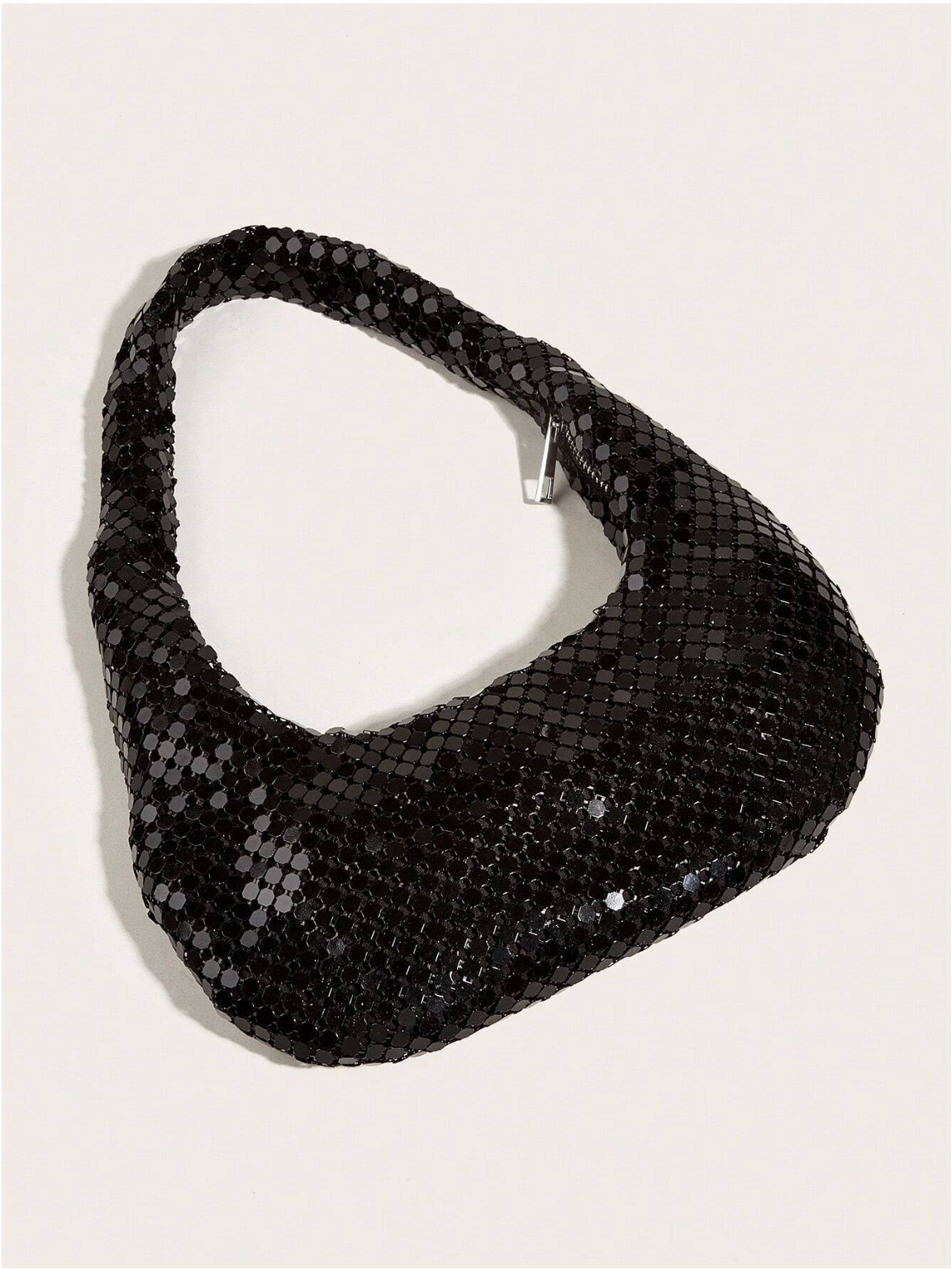 Bolso baguette lentejuelas metálico