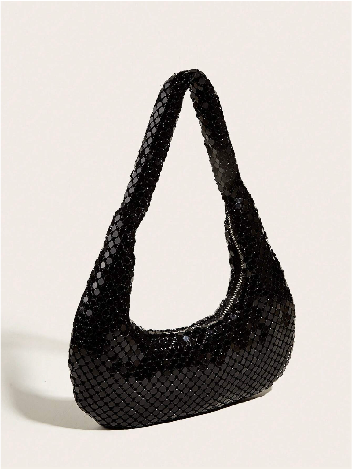 Bolso baguette lentejuelas metálico