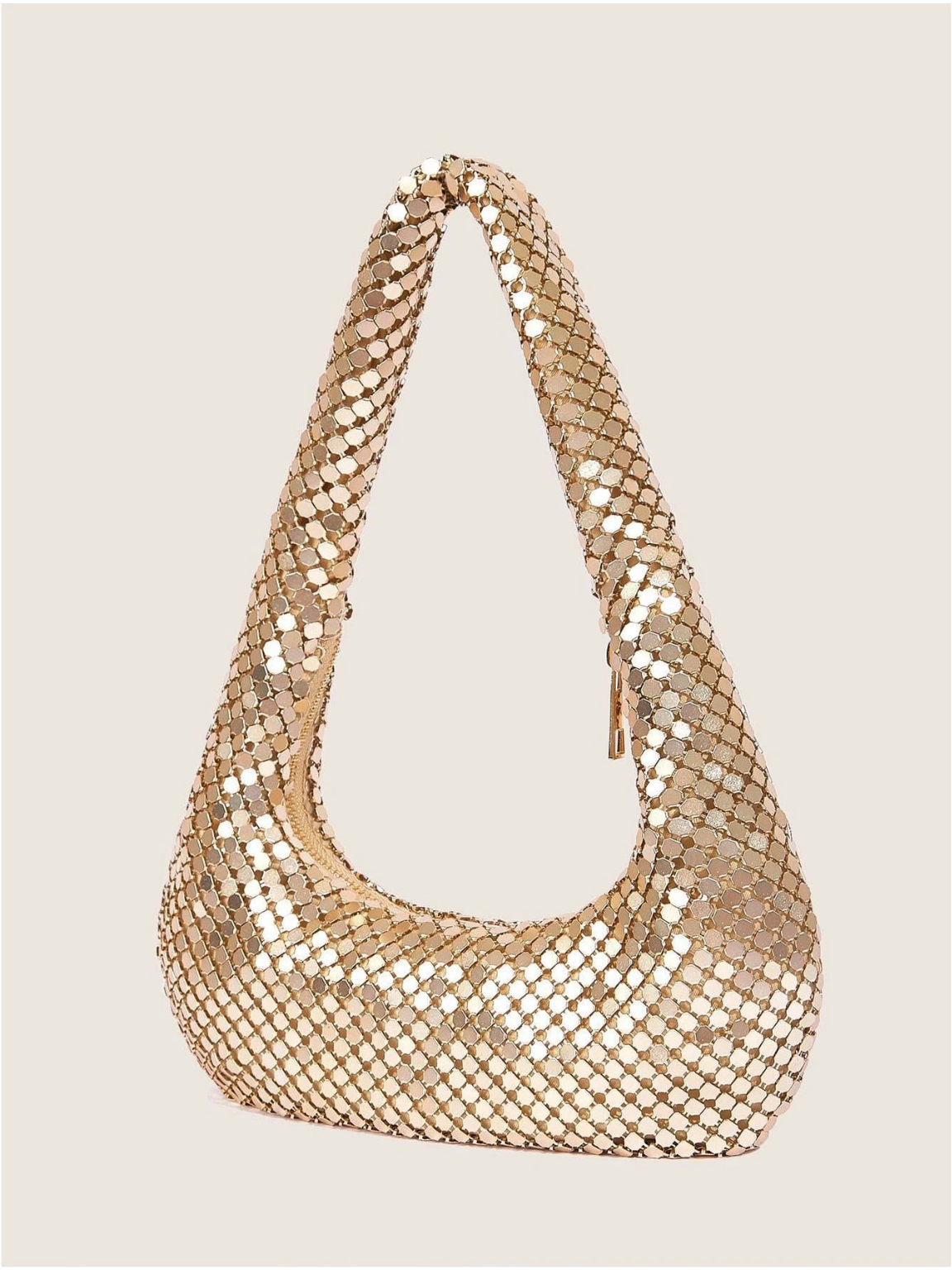 Bolso baguette lentejuelas metálico