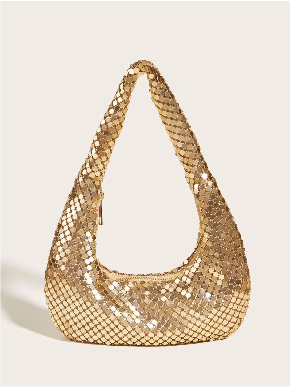 Bolso baguette lentejuelas metálico
