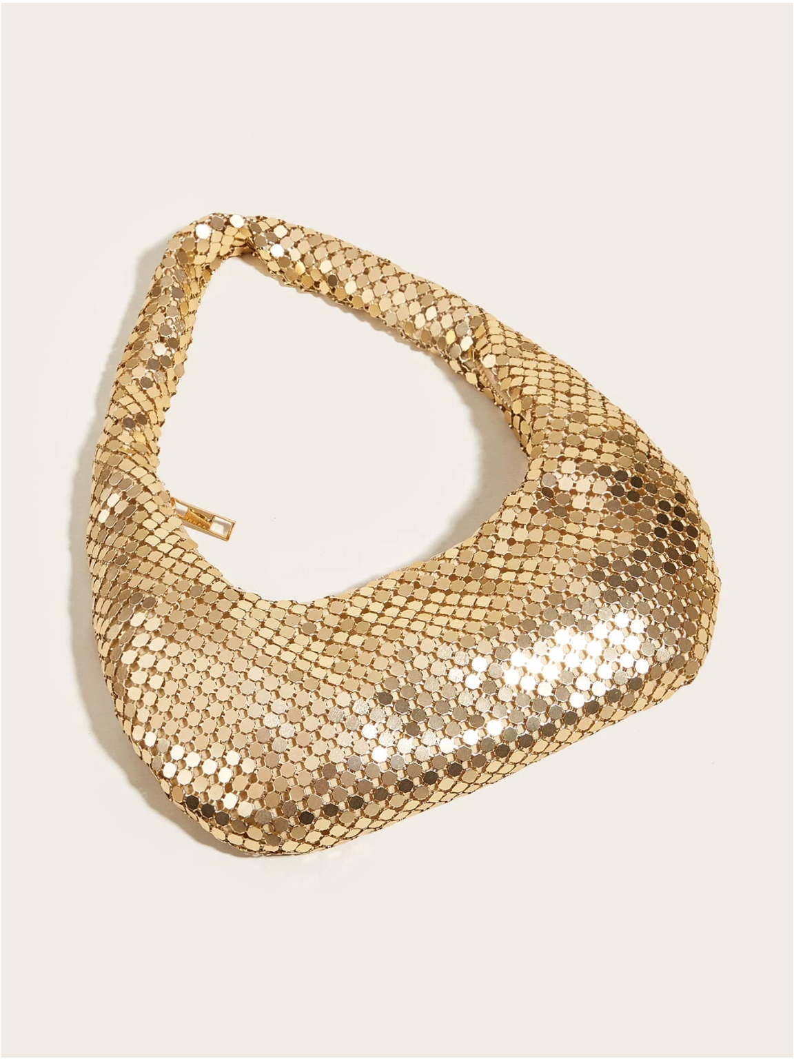 Bolso baguette lentejuelas metálico