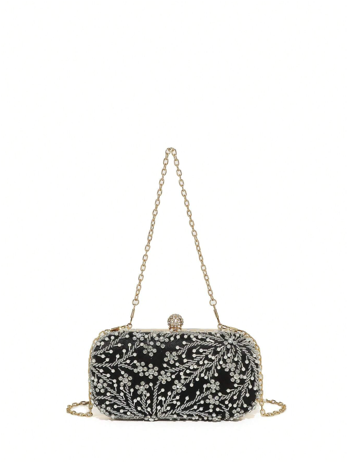 Bolso clutch bordado diamantes perlas