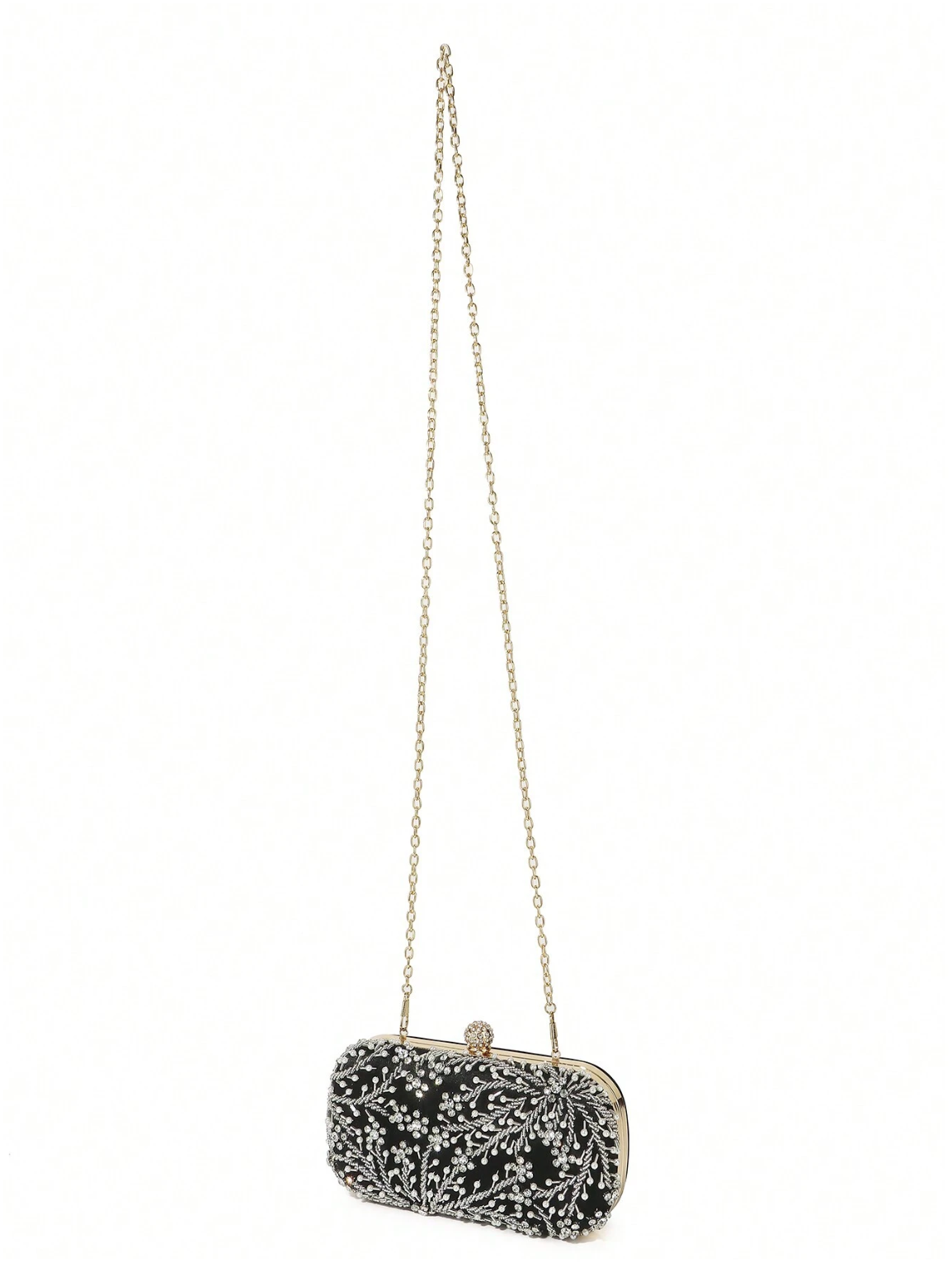 Bolso clutch bordado diamantes perlas