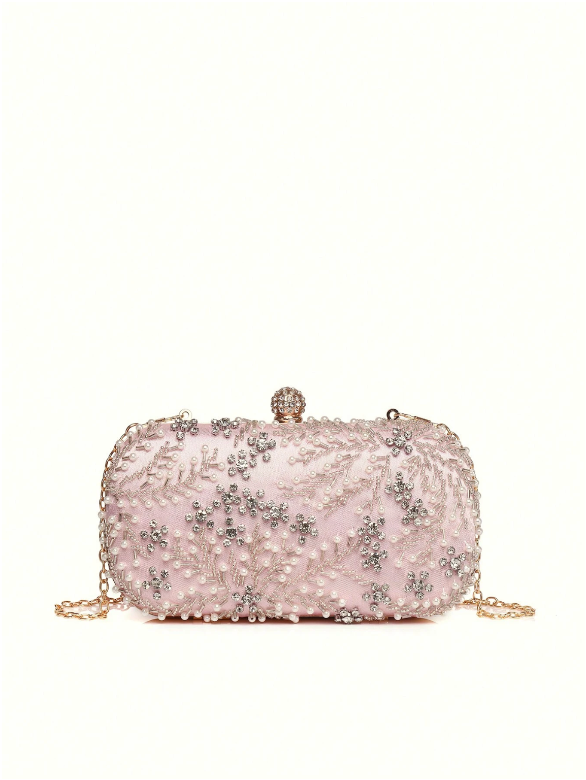 Bolso clutch bordado diamantes perlas