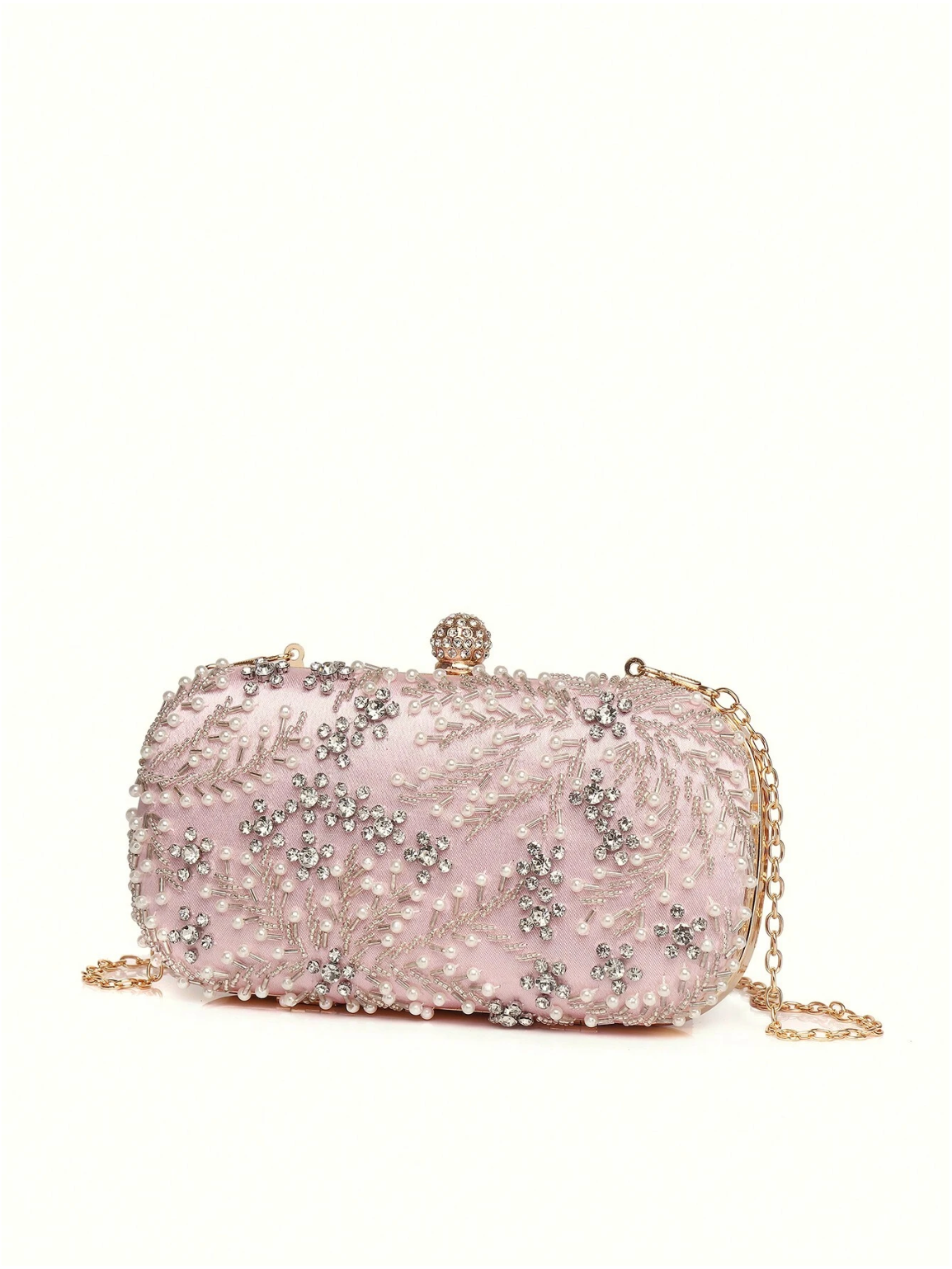 Bolso clutch bordado diamantes perlas