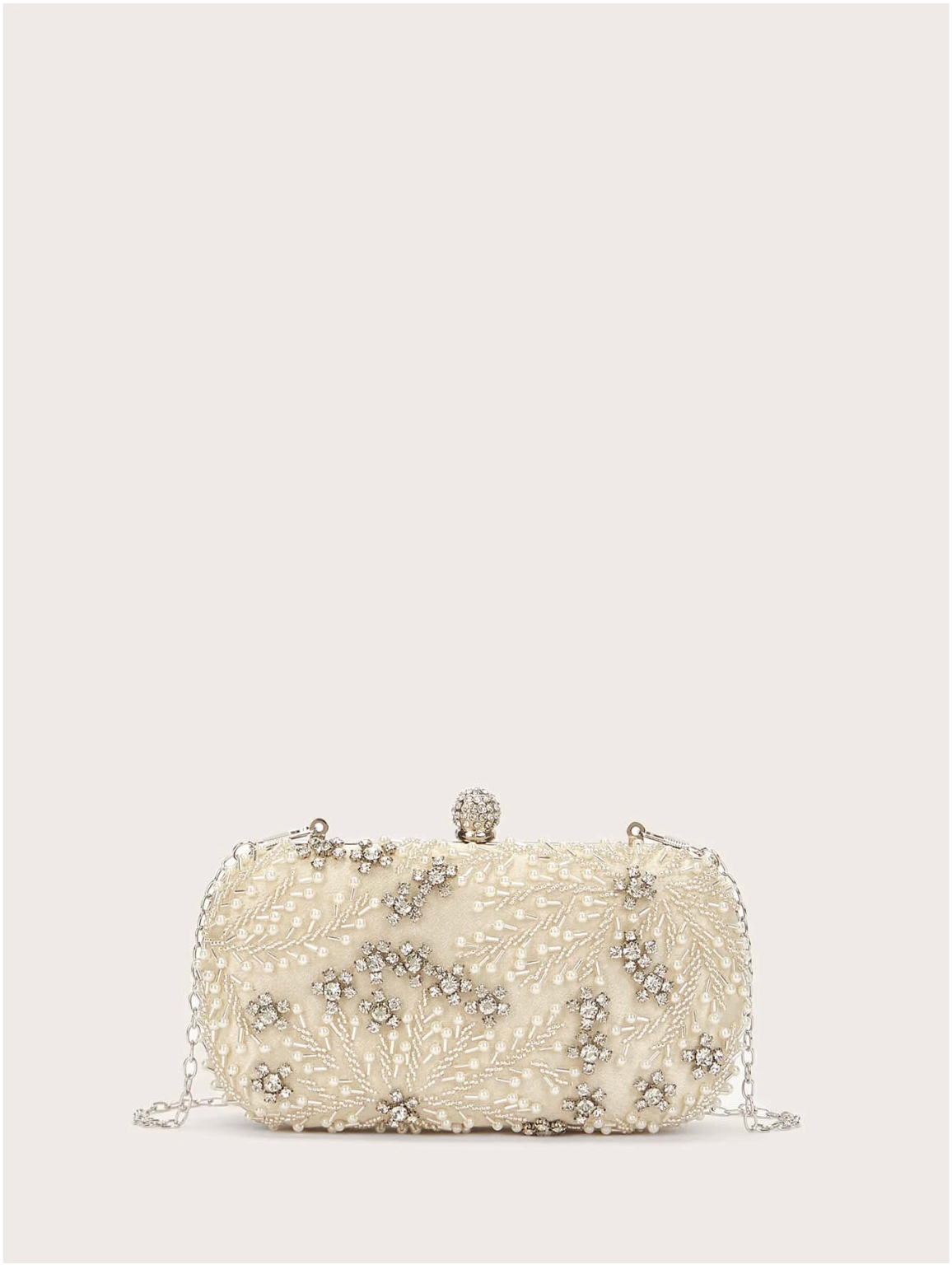 Bolso clutch bordado diamantes perlas