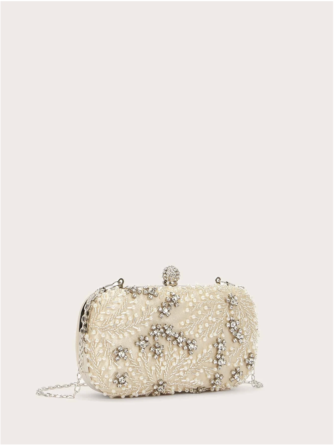 Bolso clutch bordado diamantes perlas