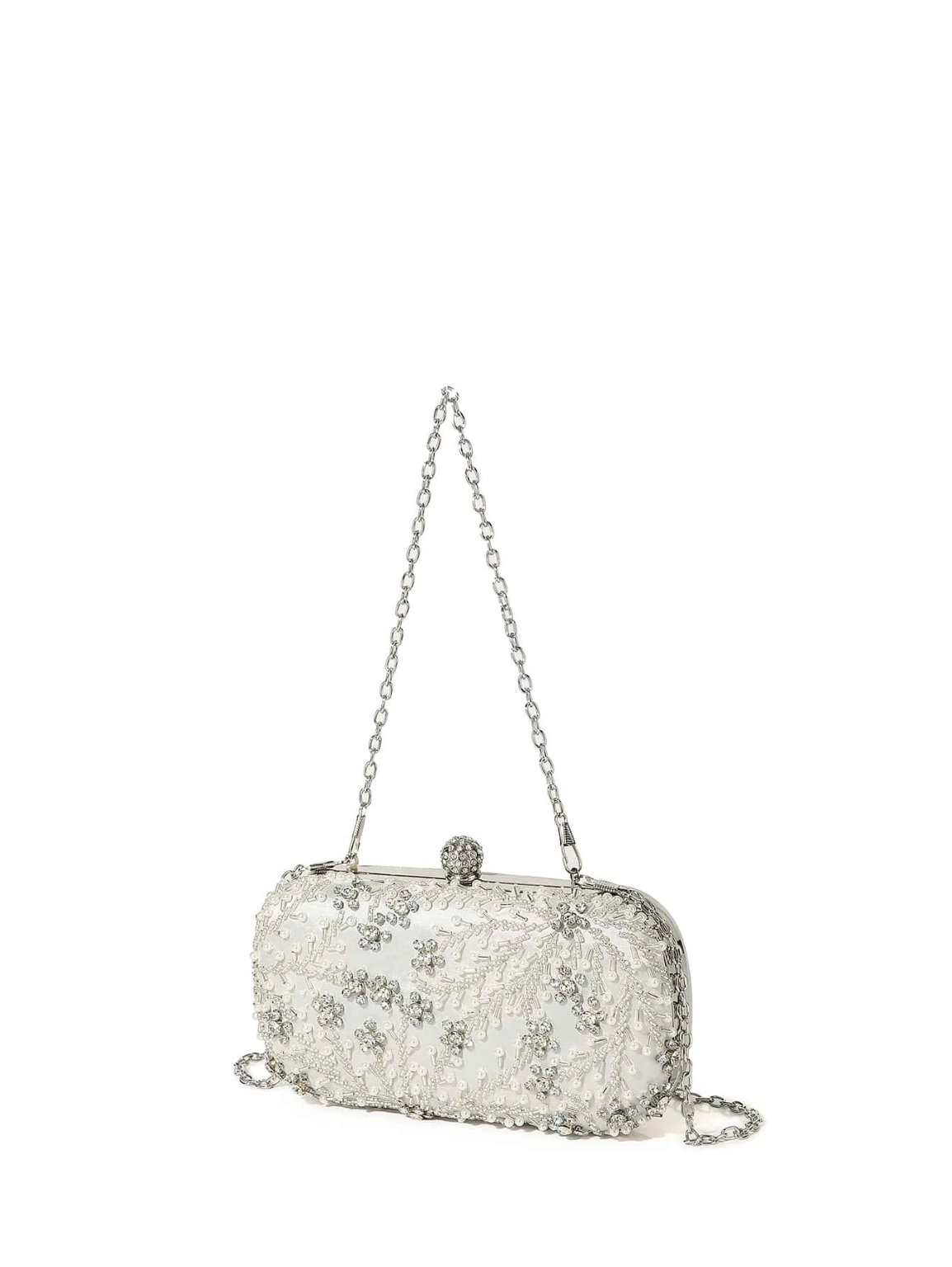 Bolso clutch bordado diamantes perlas