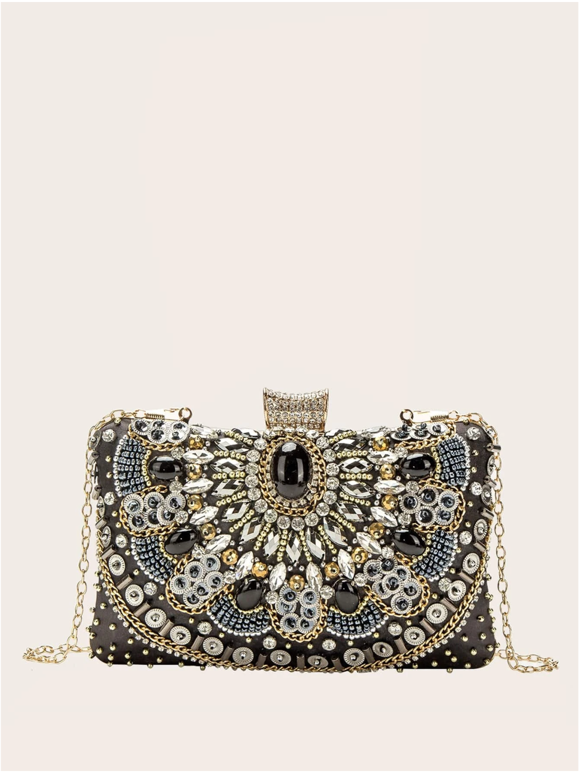 Bolso clutch bordado pedrería