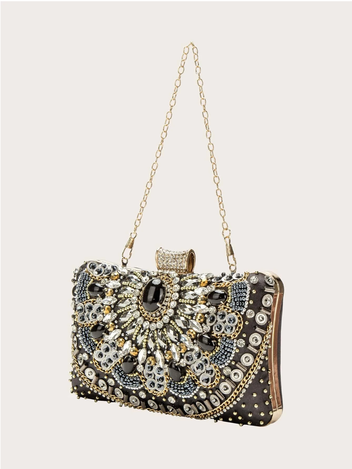 Bolso clutch bordado pedrería