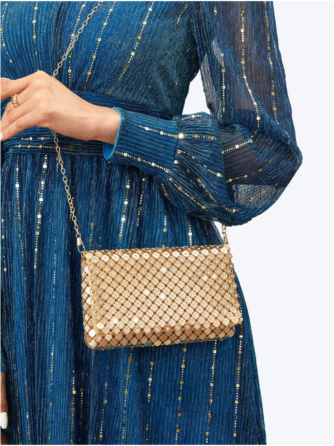 Bolso cartera lentejuelas metálicas