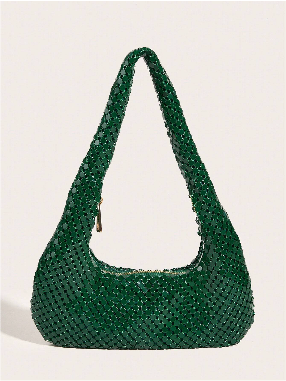 Bolso baguette lentejuelas metálico