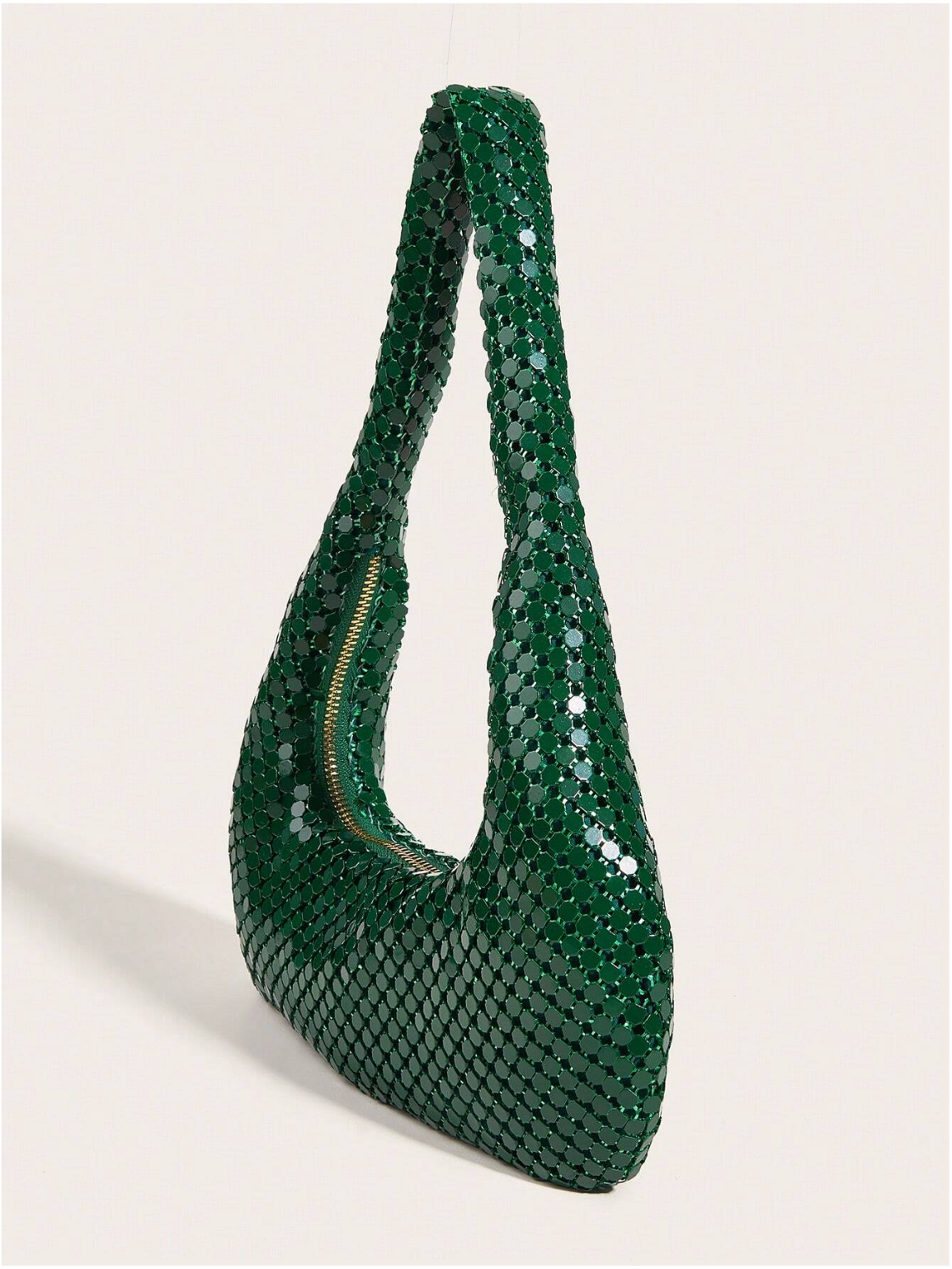 Bolso baguette lentejuelas metálico