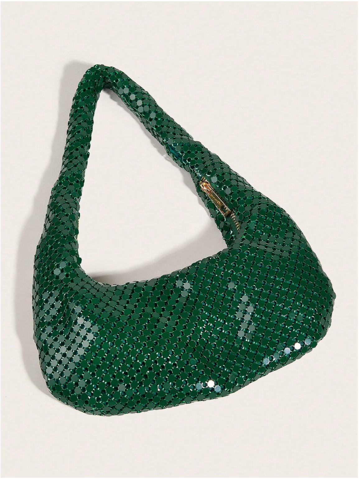 Bolso baguette lentejuelas metálico