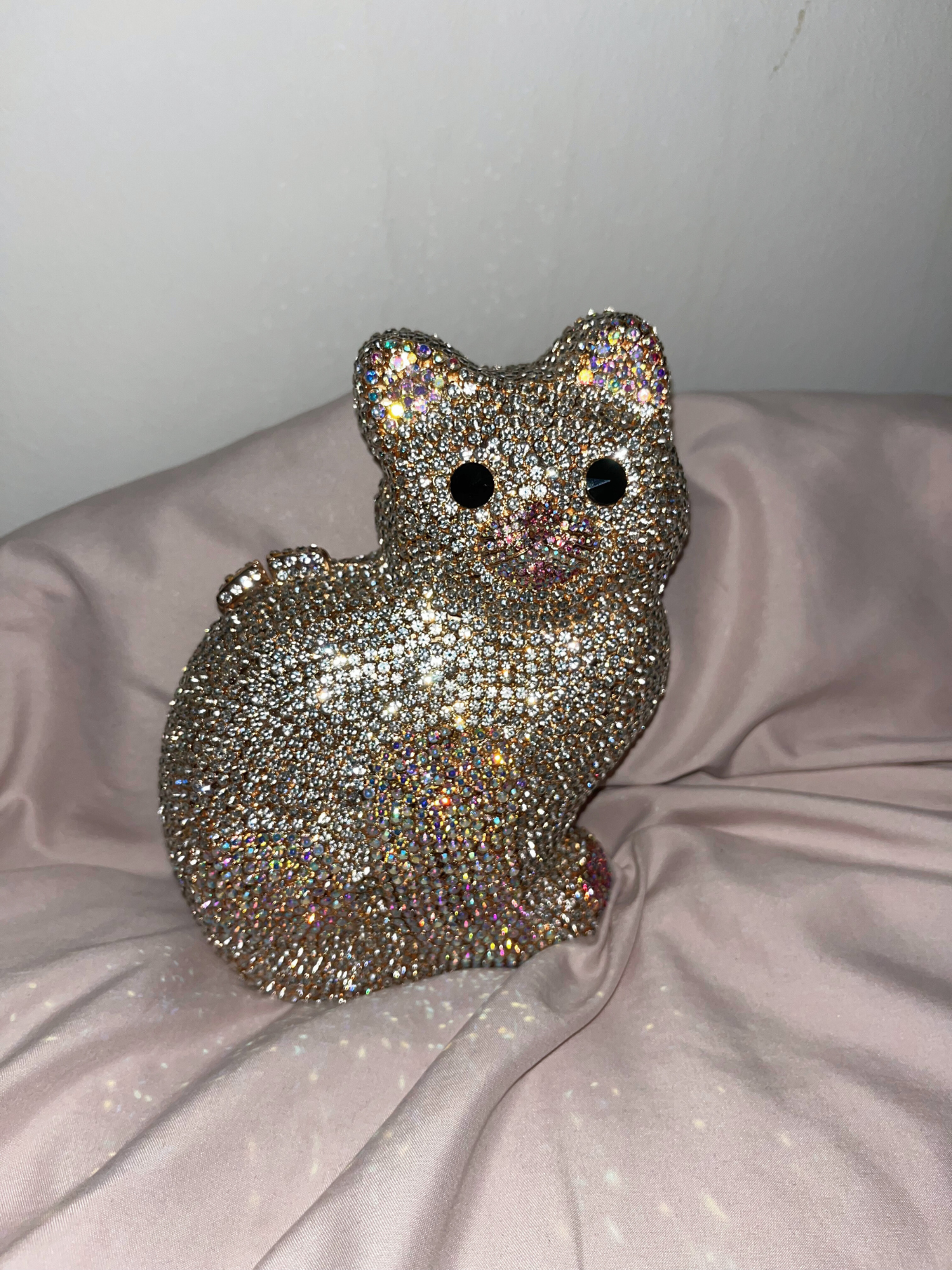 Bolso clutch gatito diamantes