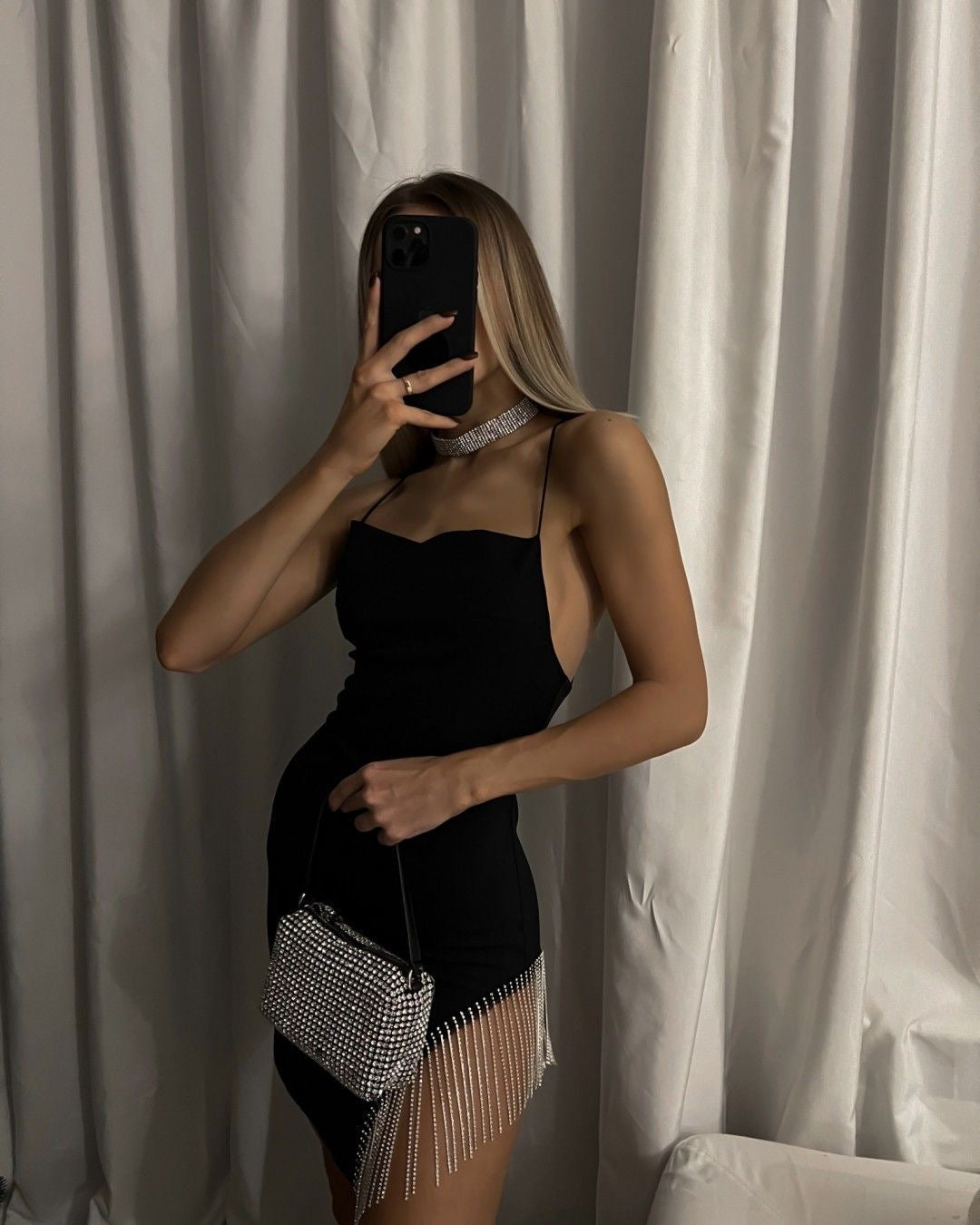 Bolso diamantes incrustados