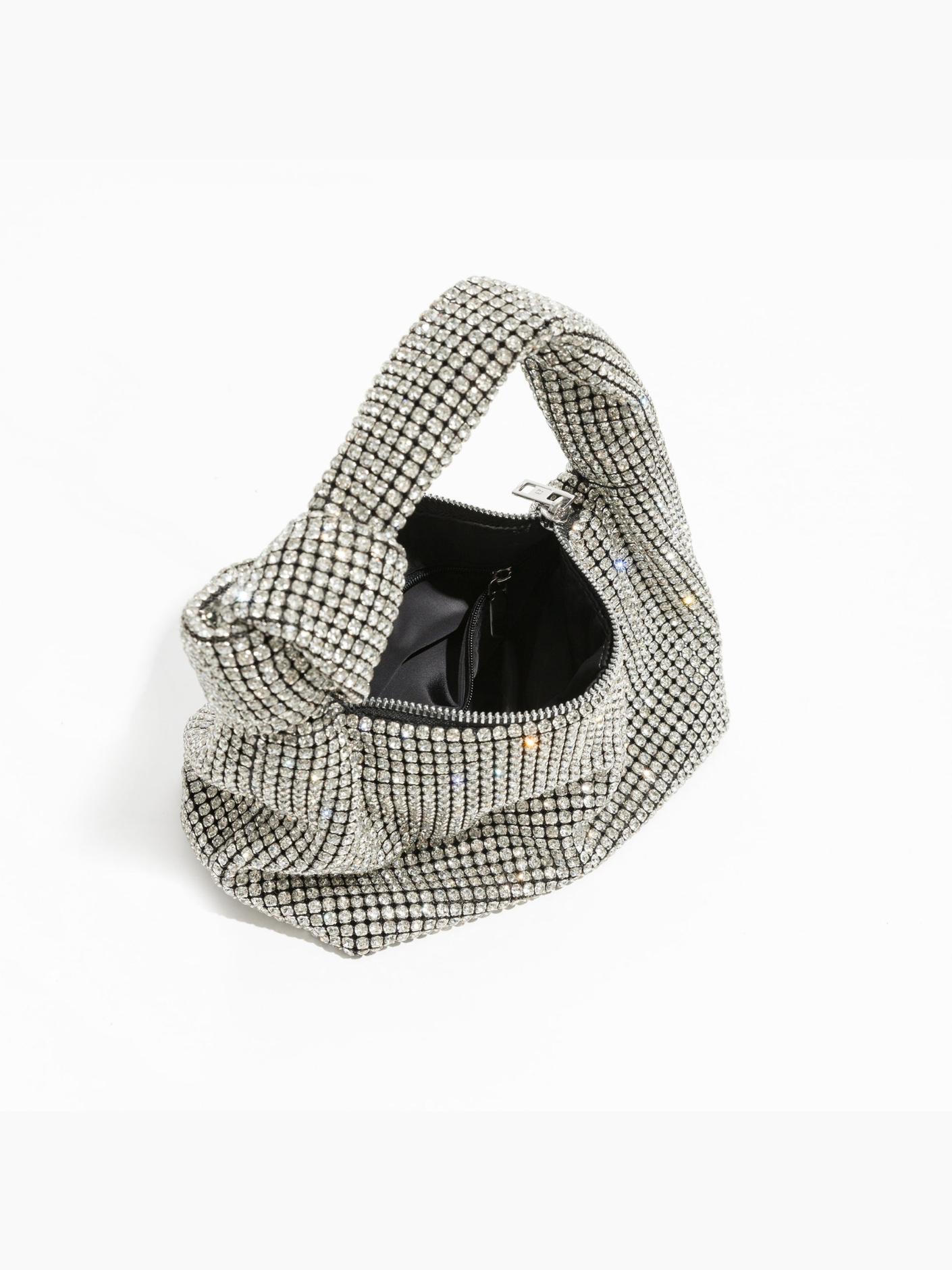 Bolso diamantes incrustados nudo