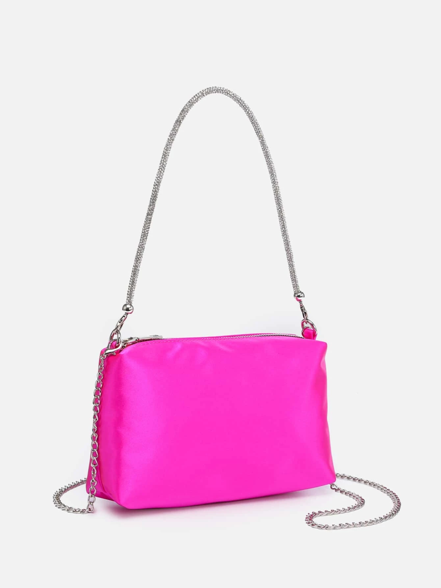 Bolso satín crossbody diamantes