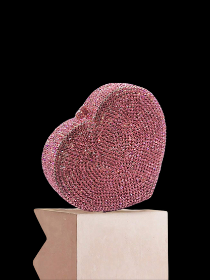 Bolso clutch corazón diamantes
