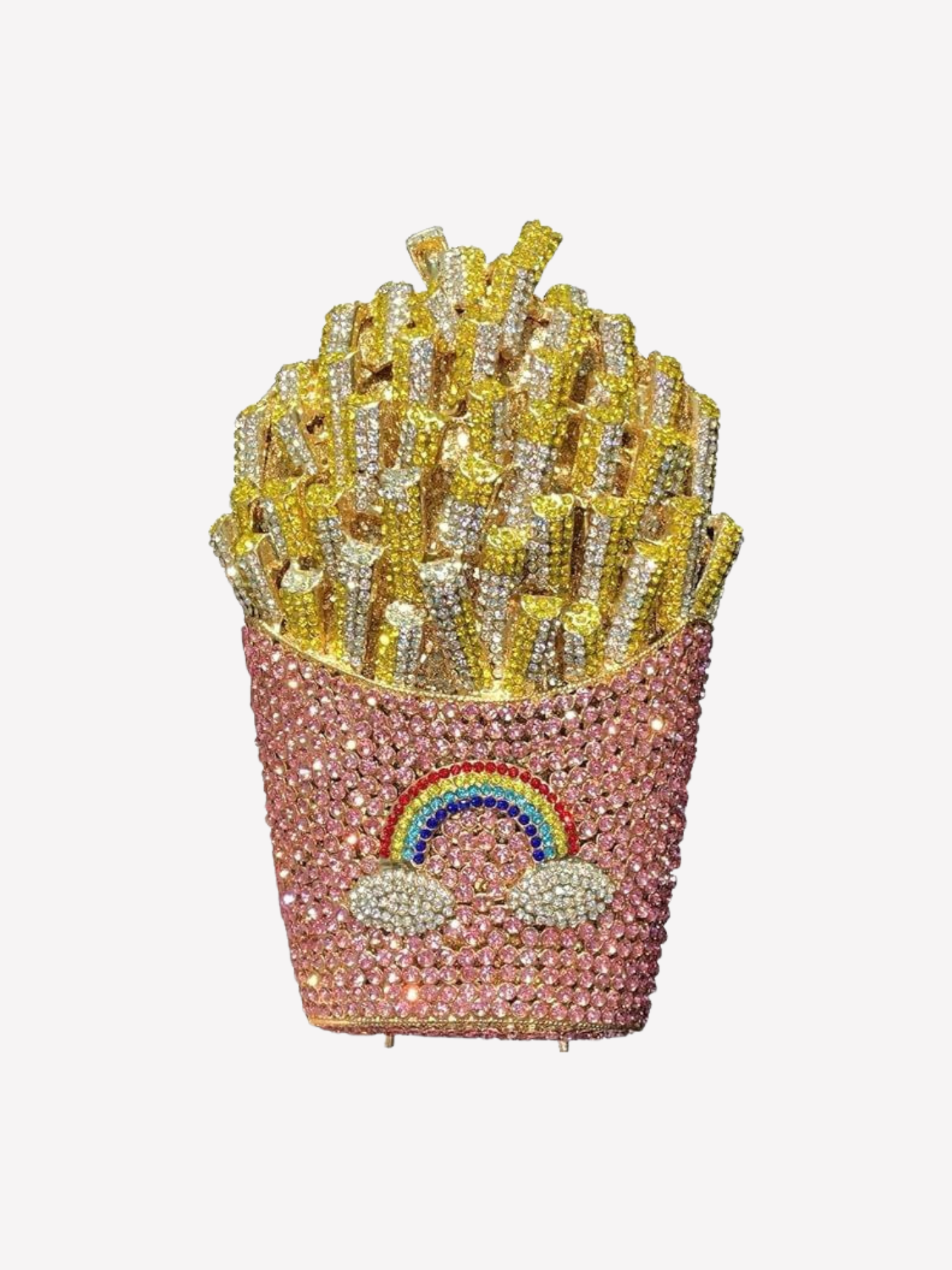 Bolso clutch papas fritas diamantes