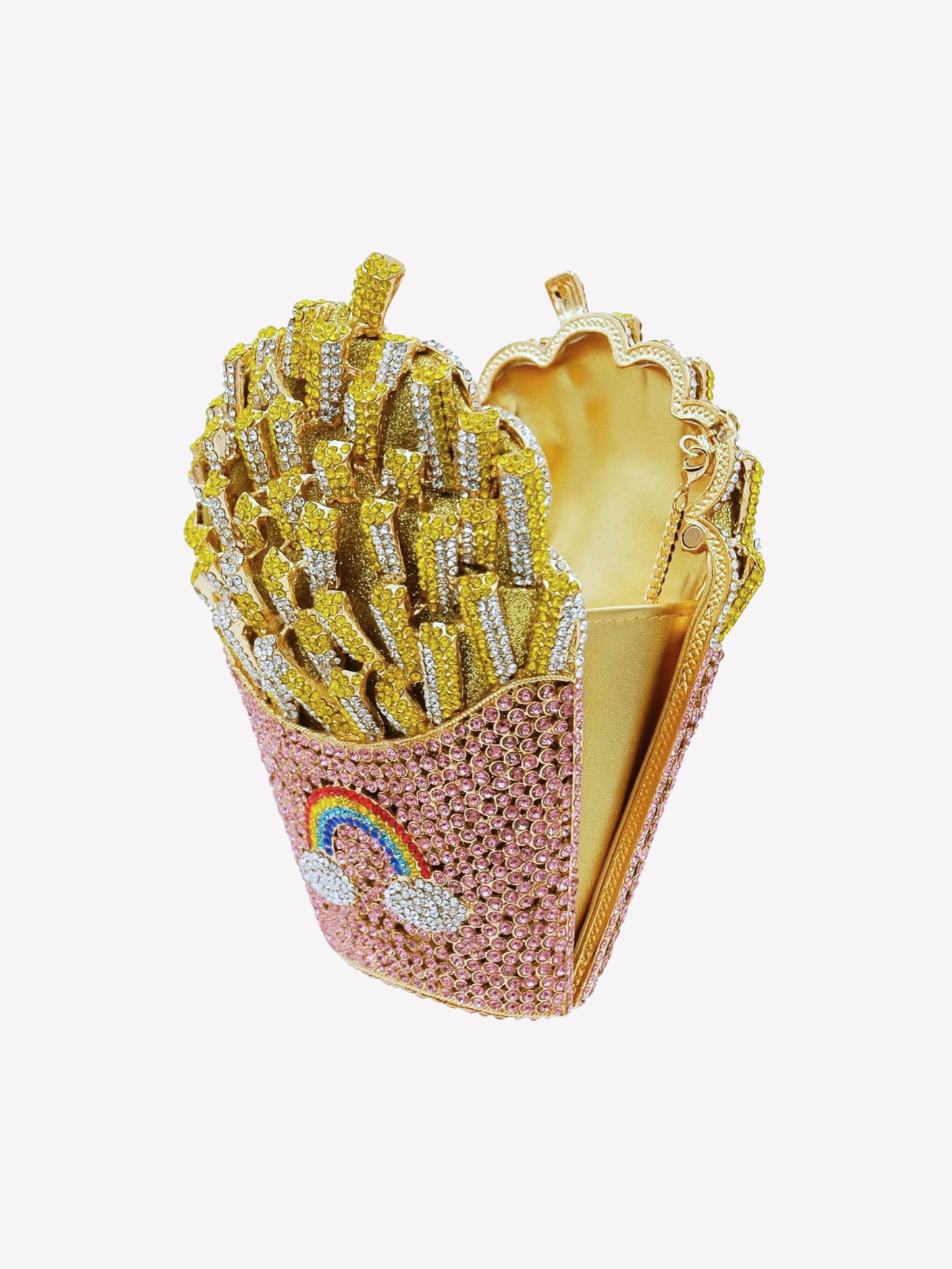 Bolso clutch papas fritas diamantes