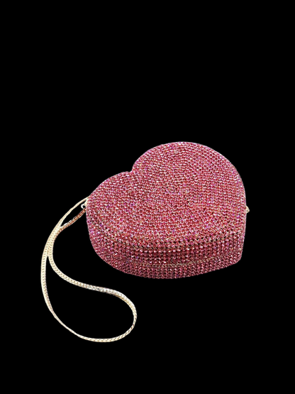 Bolso clutch corazón diamantes