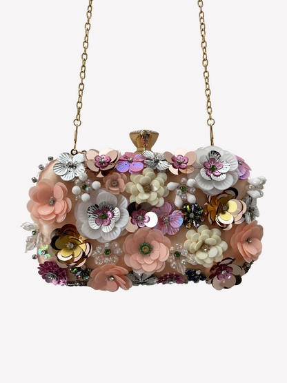 Bolso clutch bordado flores