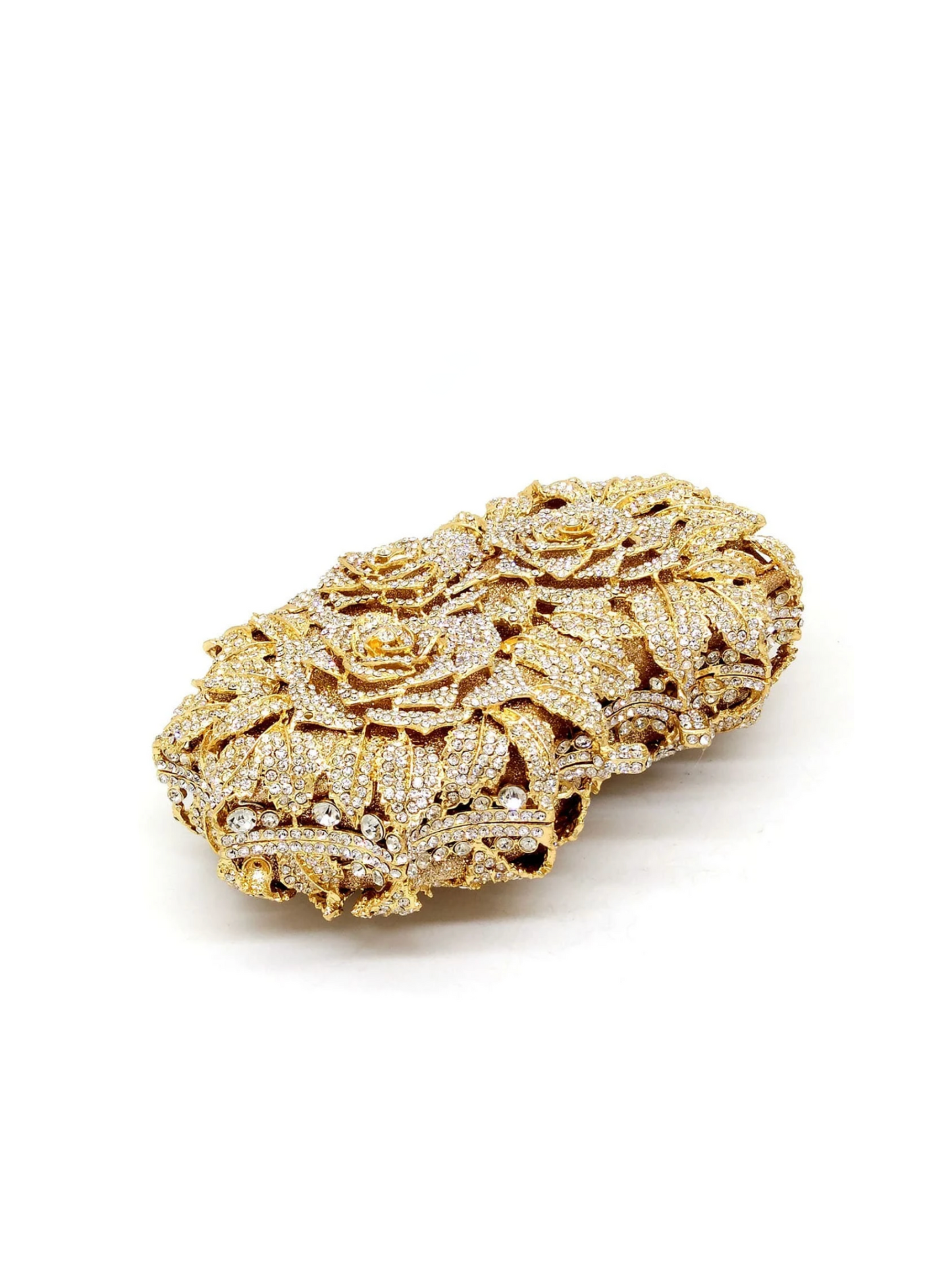 Bolso clutch rosas diamantes