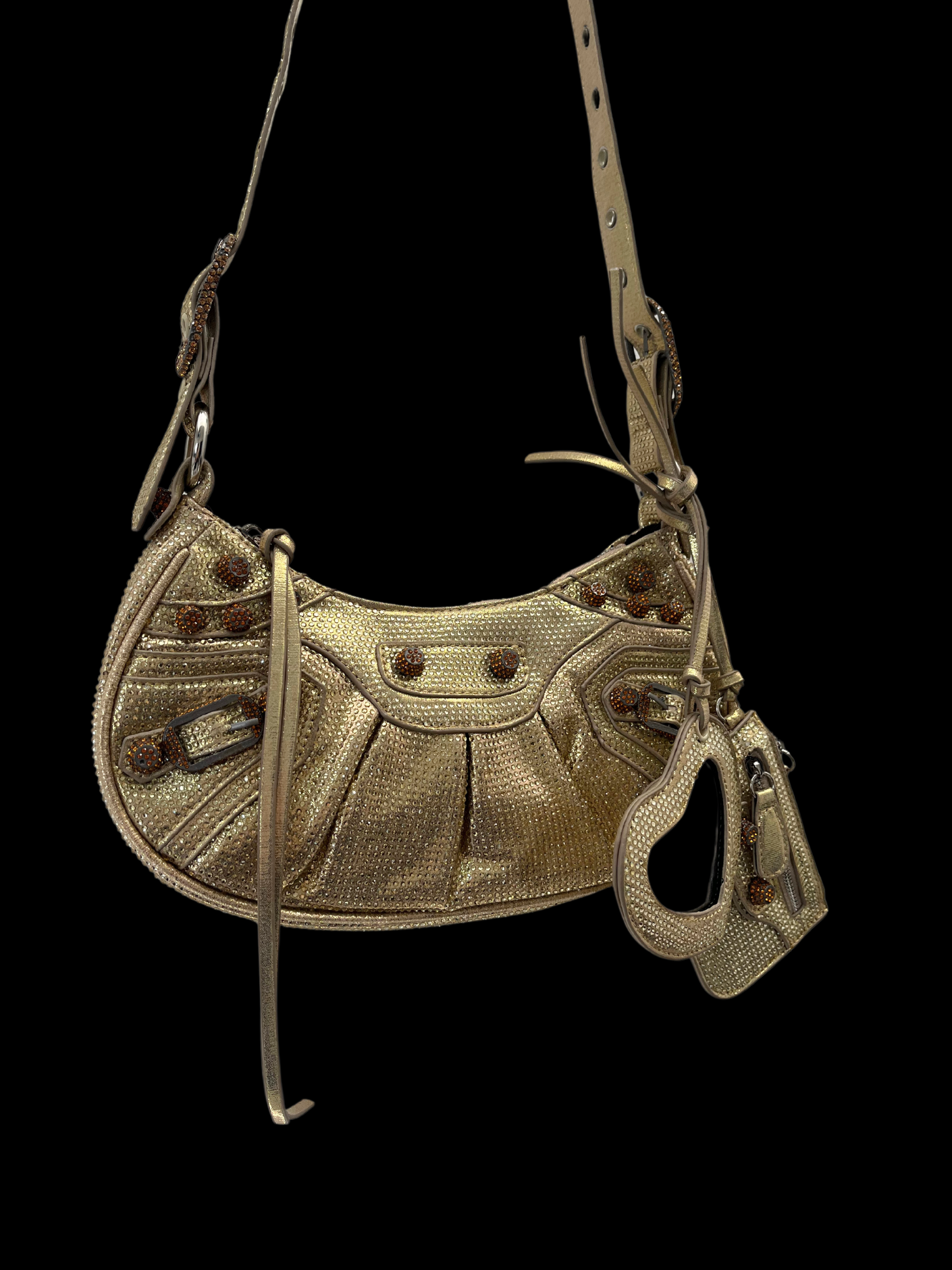 Bolso diamantes ajustable dorado