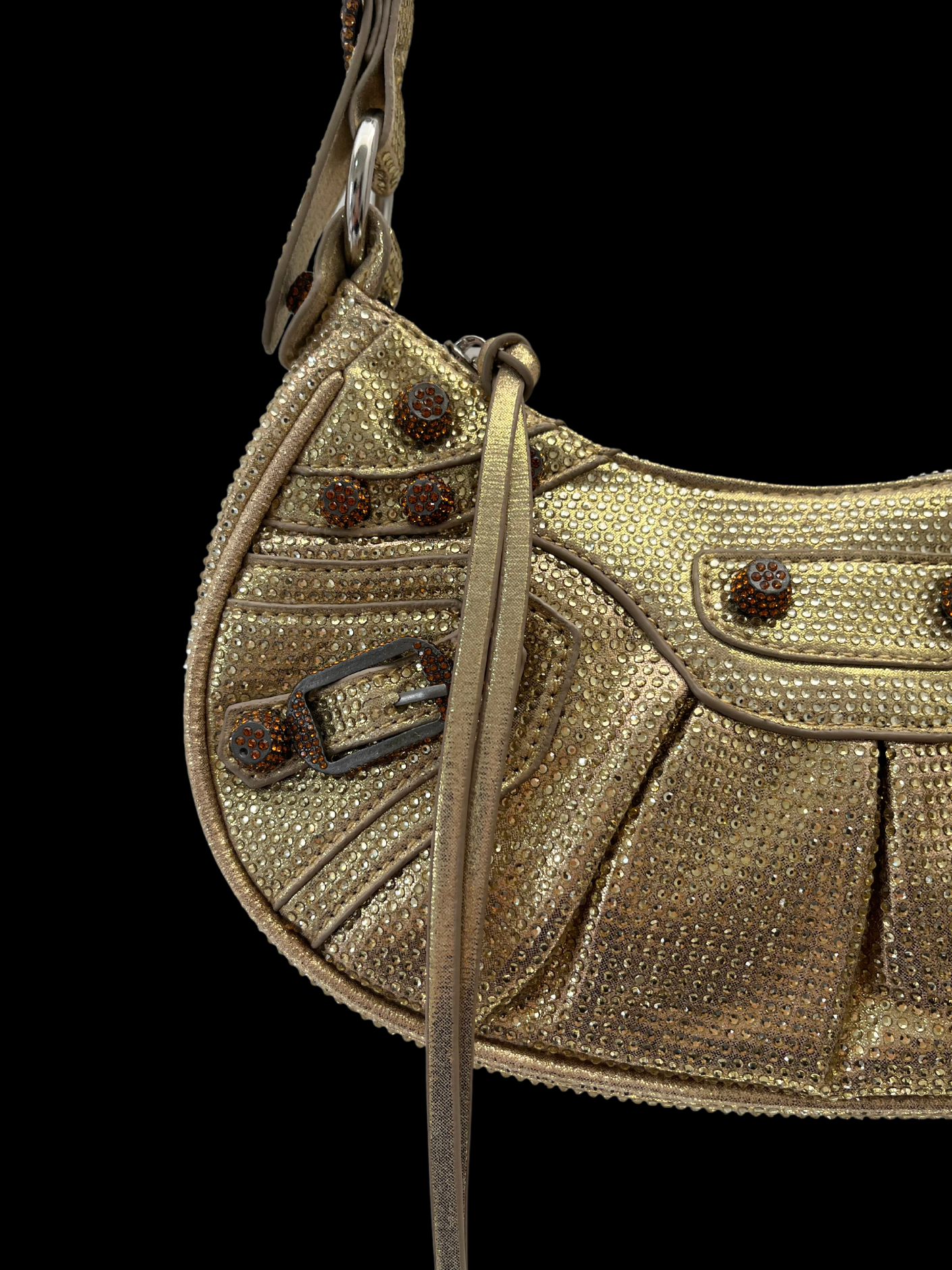 Bolso diamantes ajustable dorado