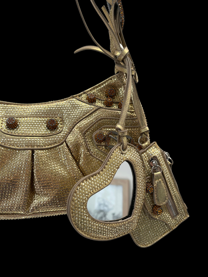 Bolso diamantes ajustable dorado
