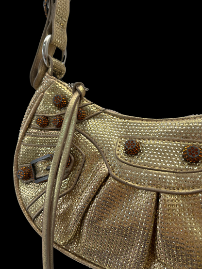 Bolso diamantes ajustable dorado