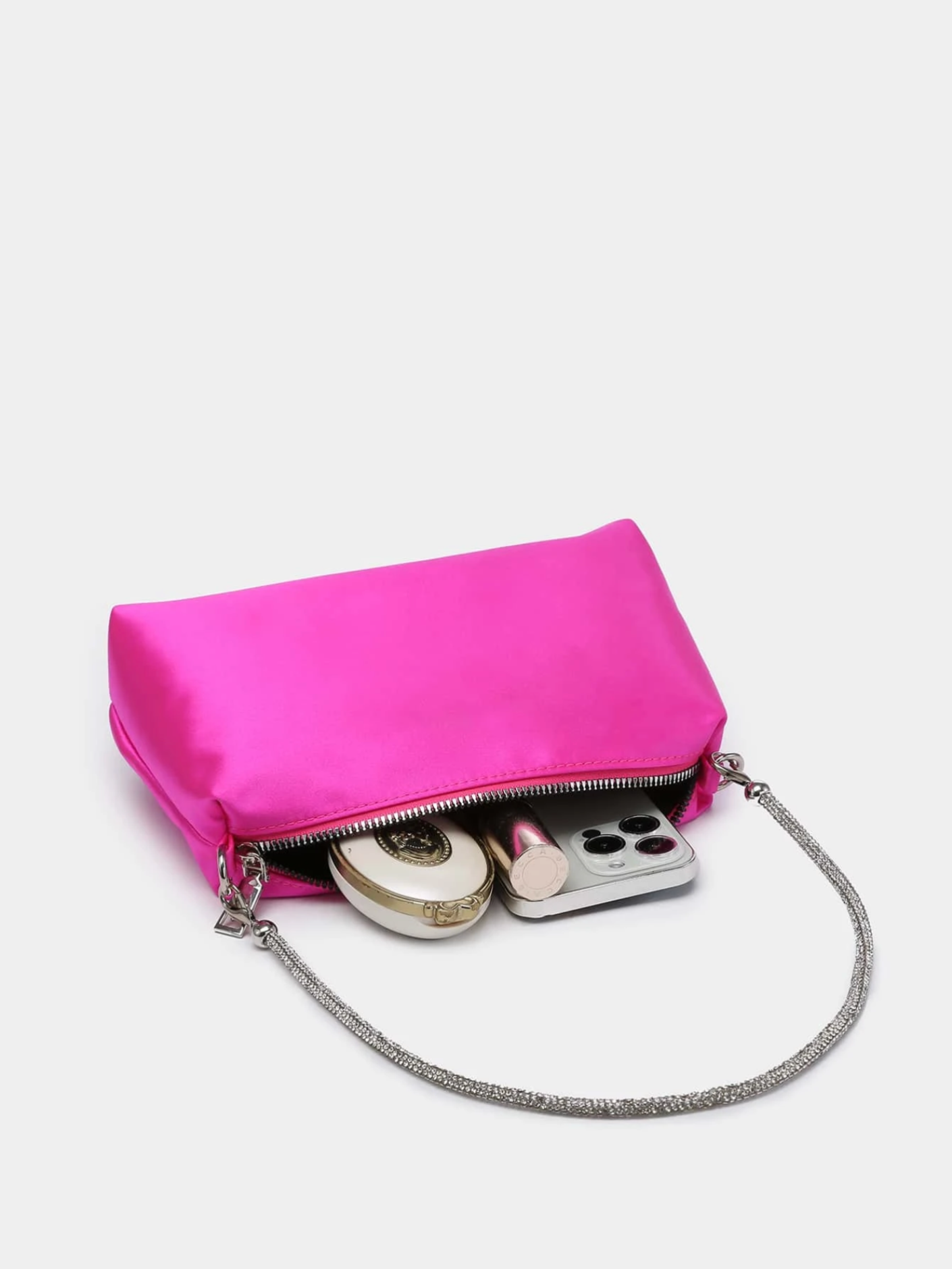 Bolso satín crossbody diamantes