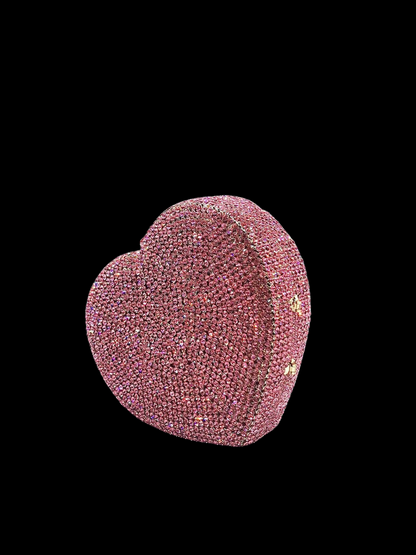 Bolso clutch corazón diamantes