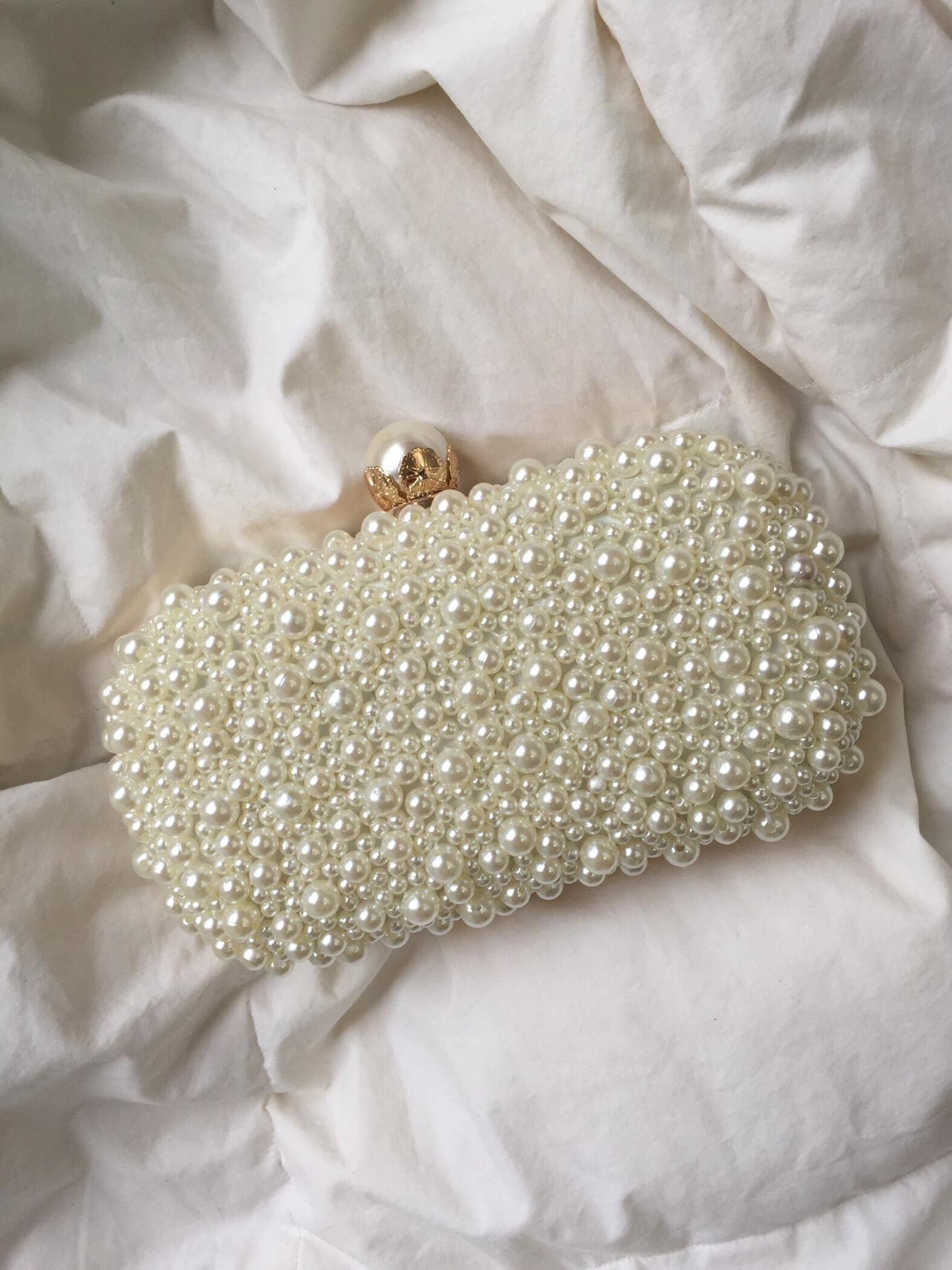 Bolso clutch perlas bordado