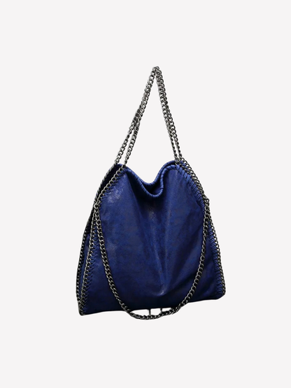 Bolso tote metálico diseño cadena (interior animal print)