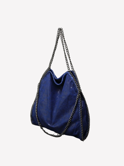 Bolso tote metálico diseño cadena (interior animal print)