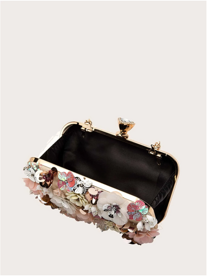 Bolso clutch bordado flores