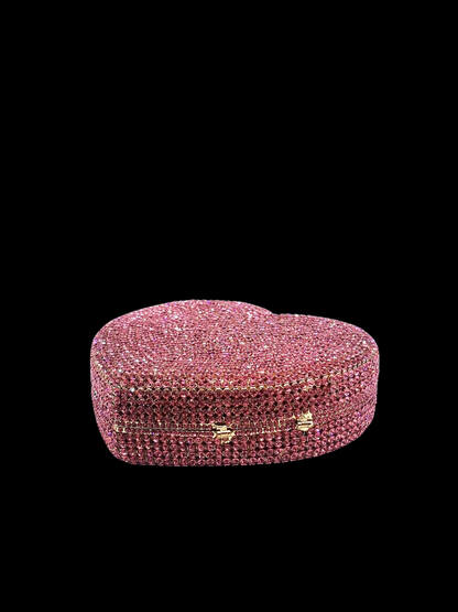 Bolso clutch corazón diamantes